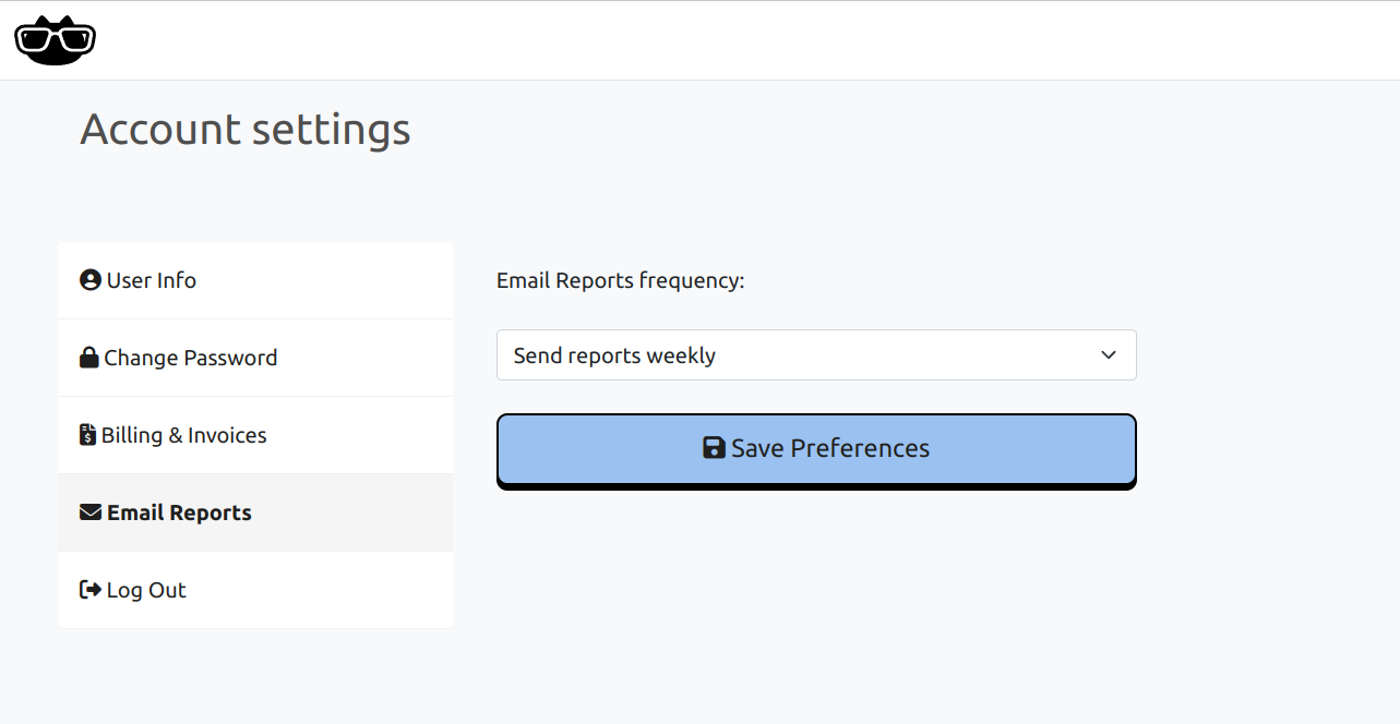 Email report frequency setting for domain monitoring